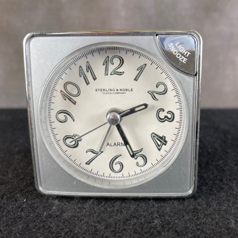Cool Battery Travel Alarm Clock Sterling and Noble